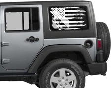 2 Distressed American Flag Vinyl decal for Jeep or others Rear window Tattered 