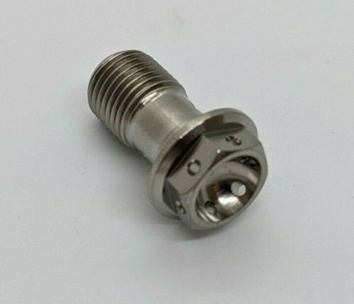 M10-1p Banjo Bolt Titanium Drilled Hex Flange Single Double Race Brake Caliper - Imagen 3 de 4