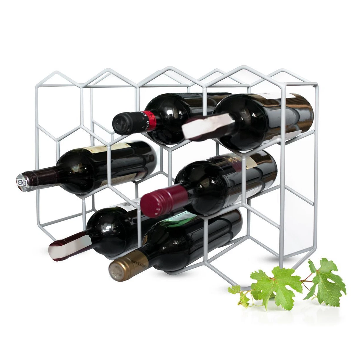 Portabottiglie Vino Impilabile In Metallo Nero | Set Da 3 Pezzi | Capacità 12 Bottiglie | Design Moderno