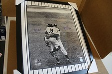 NY YANKEES YOGI BERRA & DON LARSEN SIGNED FRAMED 16X20 WS PG PHOTO 10/8/56 JSA