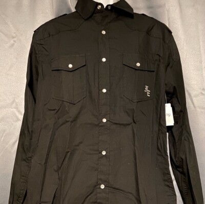 NWT Foreign Exchange Long Sleeve Collared Casual Button Down Shirt Size L Black
