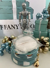 TRUESTE Tiffany&Co Powder Puff Case Bag Makeup Trinket Bag Vtg W Box 3” Rare!