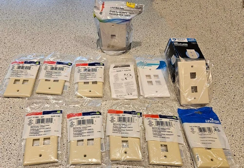 New Network Ethernet Wall Plate Lot Leviton 41080 4IP 3IP LeGrand  4 3 2 1 Port
