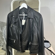 Womens Black Leather Jacket Size 16