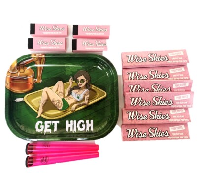 Get High Pink Tray Set Pink Rolling Papers & Rolling Tips & Cone Tubes Geschenk