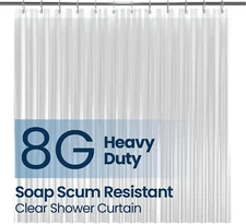 LiBa Clear PEVA Shower Curtain - Waterproof, Non-Toxic, Rust-Proof Grommets - 72