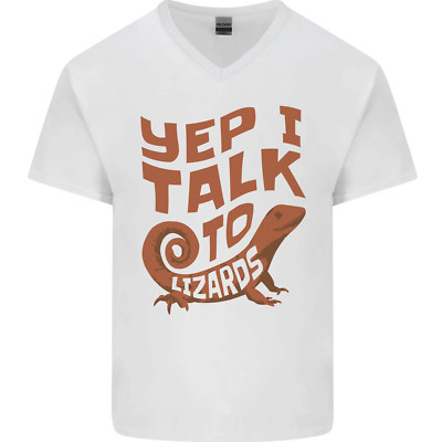 Yep I Talk To Lizards Chamäleons Herren V-Ausschnitt Baumwolle T-Shirt