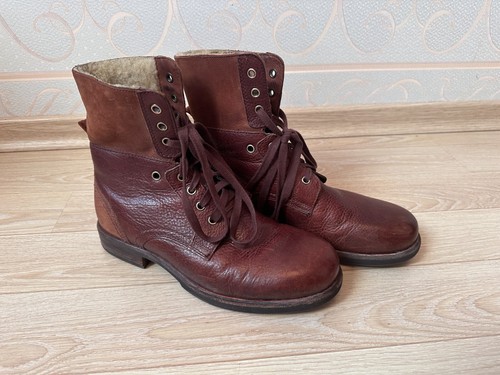 Ugg larus grizzly boots waterproof US 8 UK 7 EU 40.5 brown leather Combat Laced - Picture 14 of 16