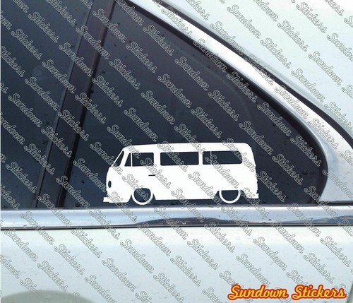 2x Lowered classi car stickers - for VW T2 Bay Window Transporter Camper L661