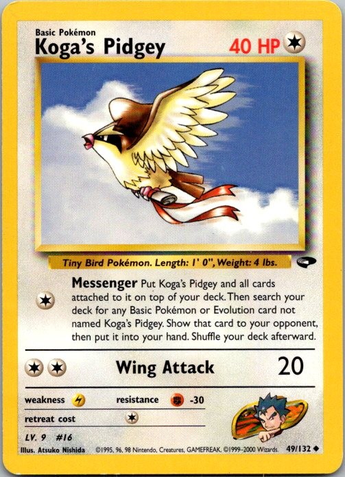 Gym Challenge #049/132 Koga's Pidgey  Pokémon Moderately Played