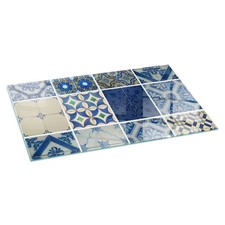 Plaque En Verre Pour Poêle À Bois Motifs De Carreaux Céramiques Bleu 100x50 cm
