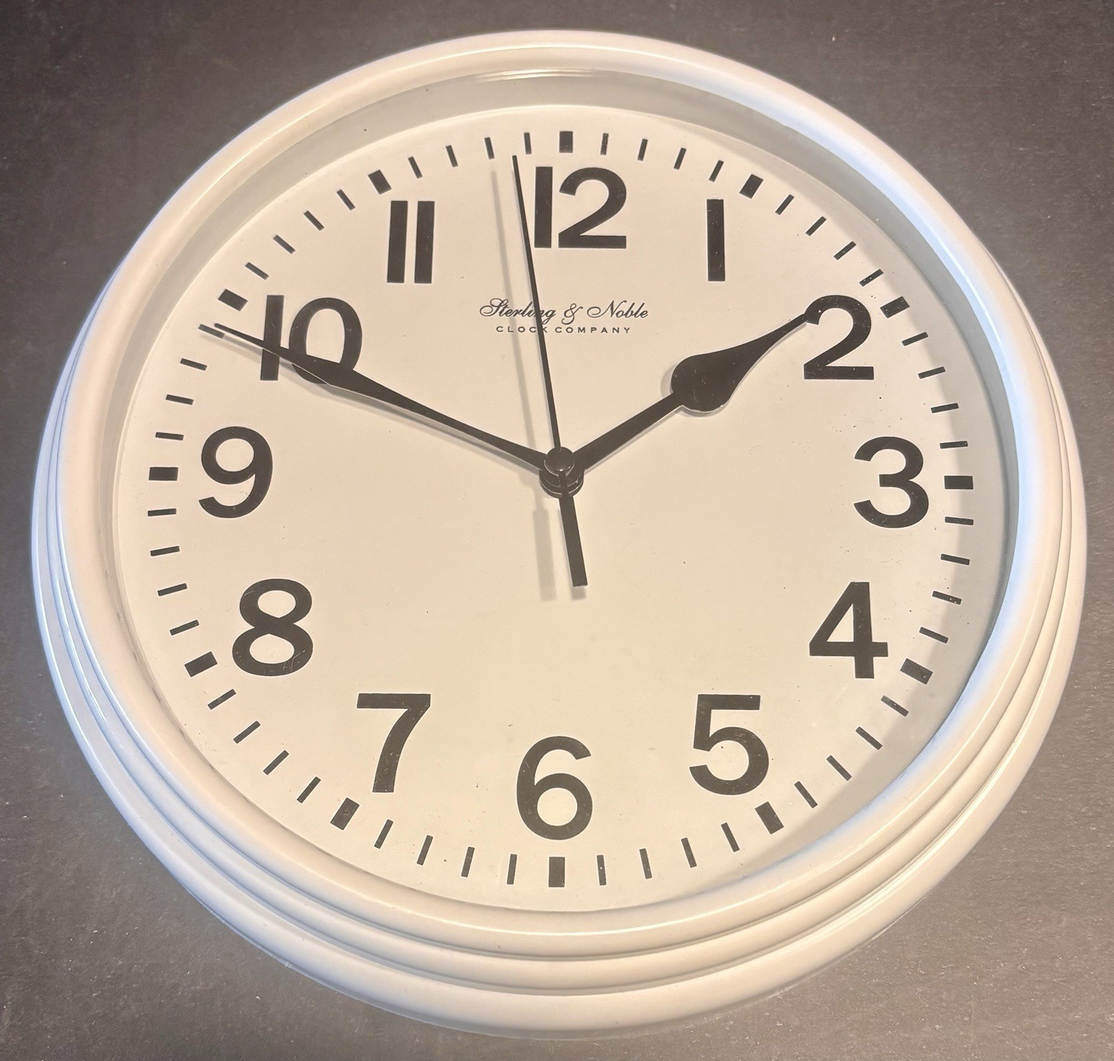 Sterling & Noble Quatrz Wall Clock White Plastic 8" Tested NICE!