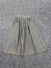 Vtg Esprit Skirt Women 12 Gray Pleated Boho Lagenlook Prairie Cottage Midi 90s