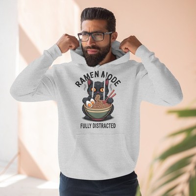 Ramen Mode Fully Distracted Cat Hoodie | Funny Food Lover Unisex Hoodie