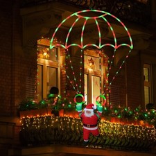 Christmas Decorations Lights Outdoor, 2.8FT Christmas Parachute Lights with Sant