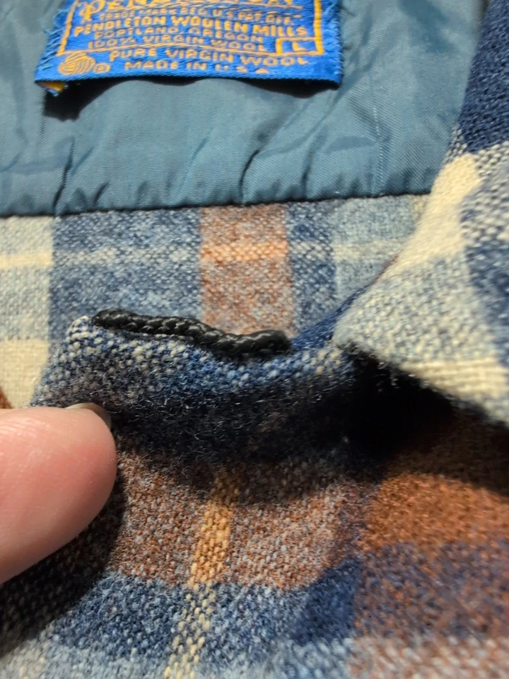Pendleton The Original Camisa de Tablero Para Hombre L Marrón Azul Marino Cuadros Lana Virgen Foto 3 de 4