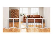 PAWLAND 144-inch Extra Wide 30-inches Tall Dog gate with Door Walk Through, F...