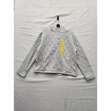 Lands' End Womens Quilted Pullover Hoodie Grey Poly Blend Casual Size Medium
