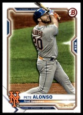 Pete Alonso 2021 Bowman #86 New York Mets FREE SHIPPING AutographDen
