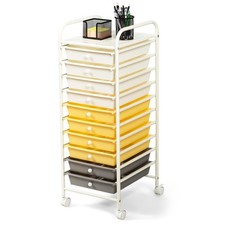 10-Drawer Rolling Storage Cart,Utility Mobile Trolley w/Removable Drawers,Yellow