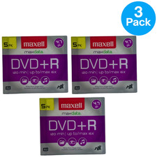 Maxell DVD R 4.7GB 16x maxData Blank Media Discs 5 Pack 3 Pack Bundle