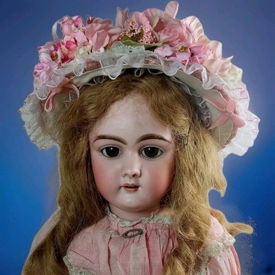 Sweet DOLL HAT for ATG. FRENCH/GERMAN BISQUE DOLL 13-14'' CIR.& 21'' PINK Silk 