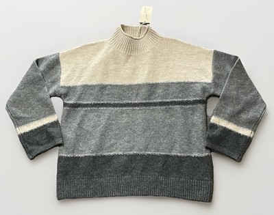 Universal Thread New Women Long Sleeve Stretch Acrylic Gray Striped Sweater M