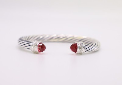 David Yurman Ladies Tourmaline 7.1mm Cuff Bracelet w/ Pavé Diamonds size Medium