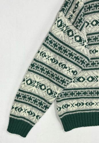 Vintage Eddie Bauer Fair Isle Sweater Mens XL Wool Blend Green Knit Nordic Ski - Picture 5 of 10