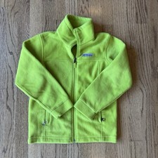 Columbia Unisex Kids Green Fleece Full Zip Long Sleeve Solid Jacket Size S. 119