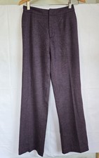 Carolina Herrera Deep Plum Womens Wide-Leg Trousers 100% Wool -Size 4
