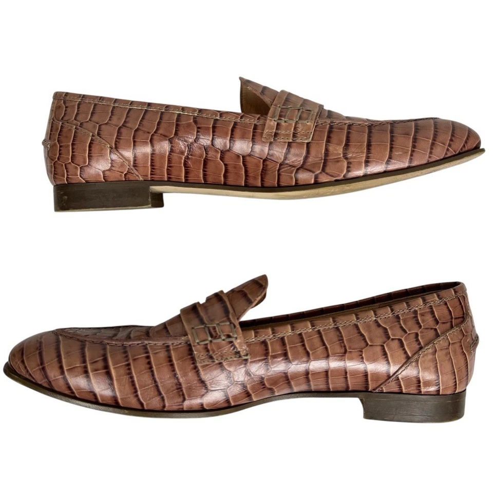 J Crew Academy Penny Loafers Shoes Size 9.5 Italian Leather Slip On Flats Preppy - Image 3 of 4