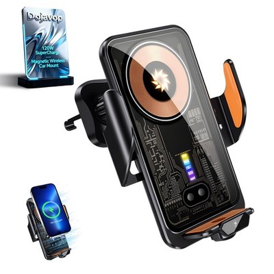 Fast Wireless Car Charger Wireless Charging Phone Mount for Car Magnetic Navi...