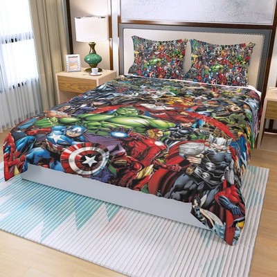 Rare! Avengers Superheroes Print Duvet Cover Set (3Pcs) Quilt Cover & Pillowcase