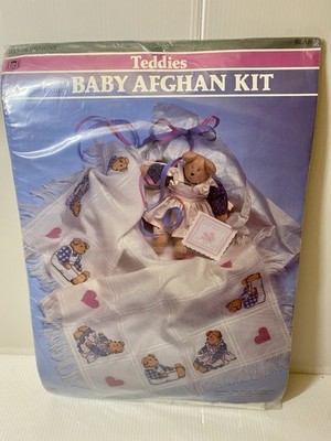 Baby Afghan Kit Teddies Banar Designs Counted Cross Stitch New Sealed