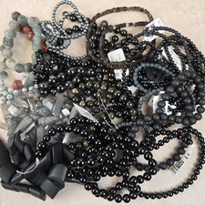 Black Gemstone Bead Lot Onyx Obsidian Matte Stone Mixed Jewelry Making