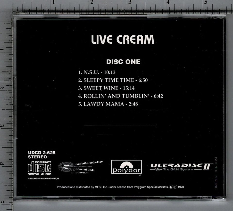 Live Cream & Live Cream Vol 2 by Cream, 24kt MFSL Ultradisc II, (2 CD) 1995 RM - Image 4 of 4