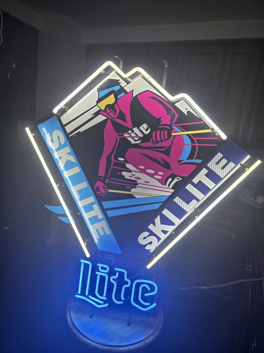 Miller Lite Beer neon sign vintage rare Ski Huge 38x32 pub display