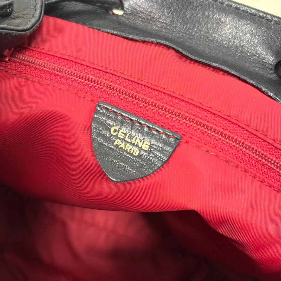 CELINE Backpack Leather Drawstring Bag Vintage Bl… - image 10