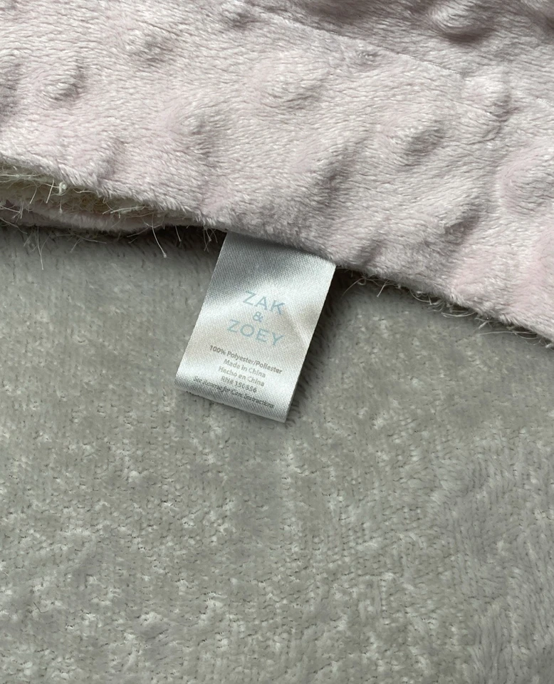 Manta Bebé Zak & Zoey Rosa Minky Punto Elevado Golpe Suave Reversible Brillante Crema Foto 3 de 4