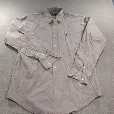 Vintage Ralph Lauren Blake Shirt Men M Brown Gingham Button Down Two-Ply Cotton