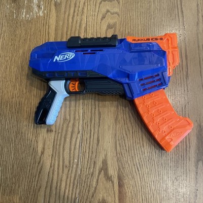 NERF Gun N-Strike Elite Rukkus ICS-8 Blaster w/ Built-In Magazine- TESTED/WORKS!