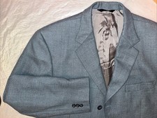 vtg Burberry USA MADE WOOL sport coat blazer suit jacket blue gray men 44 42L 42