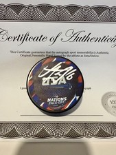 Vincent Trocheck autographed signed USA 4 nations Hockey Puck W/ Case COA Ranger
