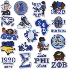 18PCS Zeta Beta Phi Sorority Embroidered Patches -    Iron On/Sew on Appliqu...
