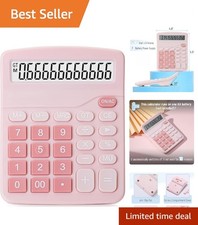 Elegant Pink Large 12-Digit Desktop Calculator for Effortless Calculations
