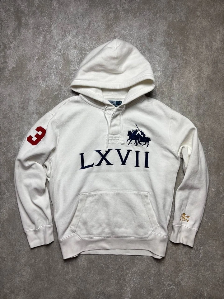 Polo Ralph Lauren Big Pony LXVII Hoodie Men's XL White Pullover Sweatshirt - Image 1 of 4