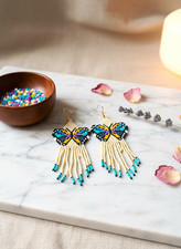 Bohemian Butterfly Beaded Dangle/Drop Hook Ea...