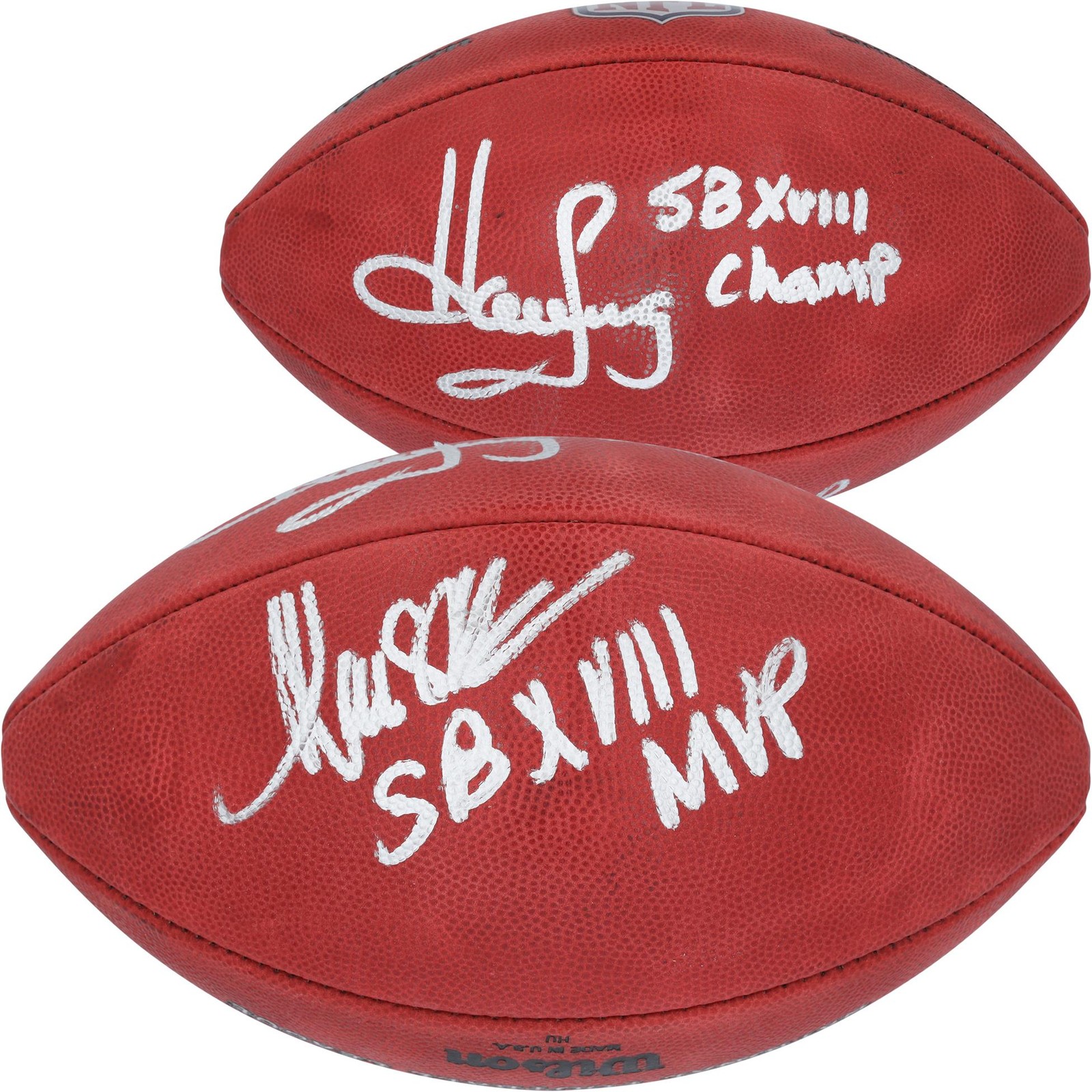 Marcus Allen Autographed Signed Los Angeles Raiders and Howie Long Raiders Duke Full Color Football w/Inscs 
