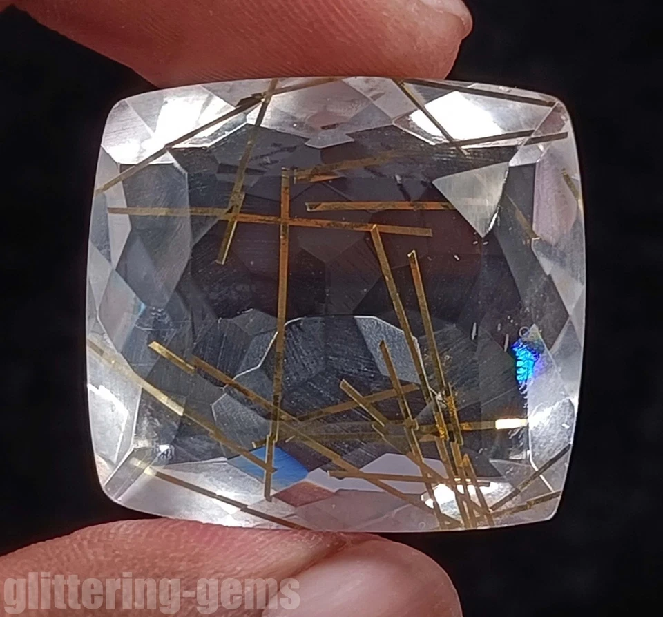 74.65Ct Certified Golden Rutilated Quartz Cushion Cut Natural Loose Gems 5ADX - Image 4 of 4